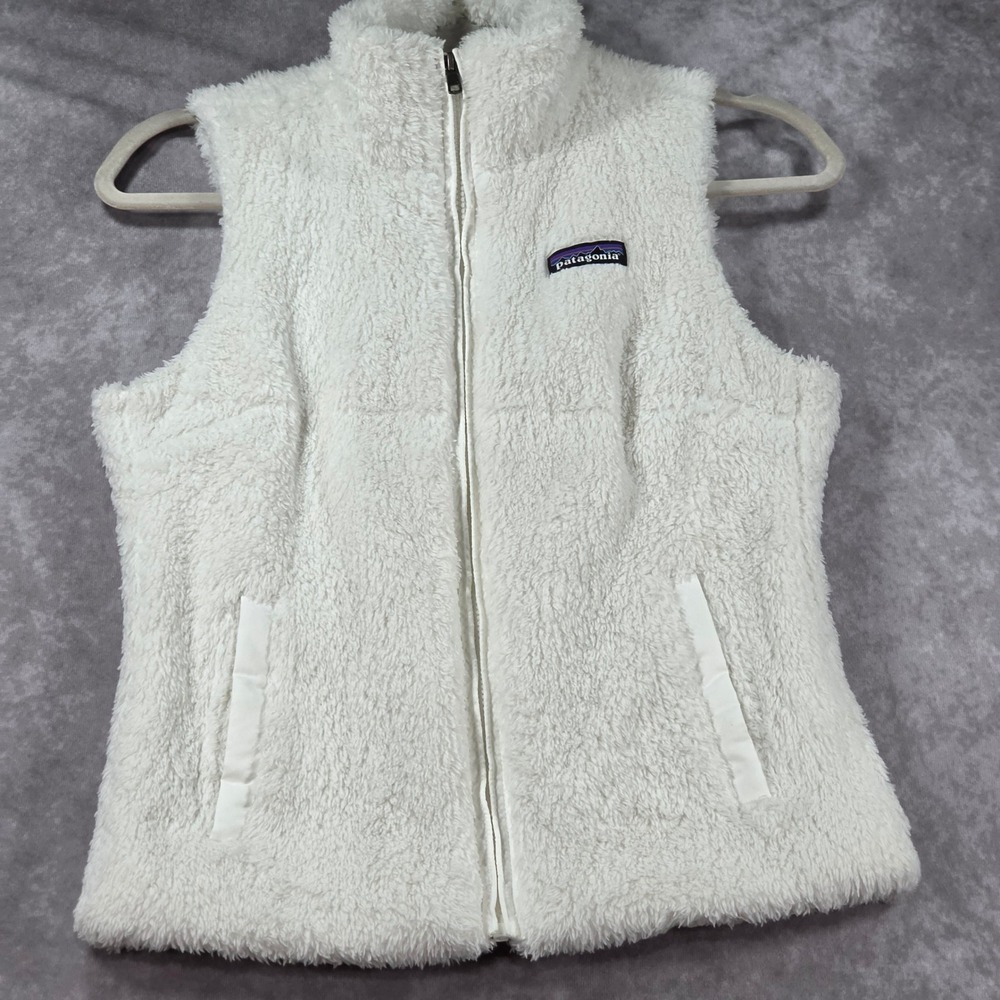 Patagonia Los Gatos Fleece Vest Womens XS White Excellent Full Zip High Pile